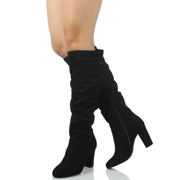 Size 10 Black faux suede slouchy Knee High Boot - Picture 2 of 8